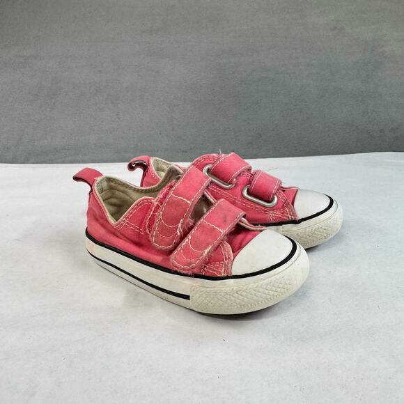 CONVERSE SHOES LITTLE KIDS 6C CHUCK TAYLOR ALL STAR HOOK AND LOOP‎ OX PINK - Picture 1 of 9